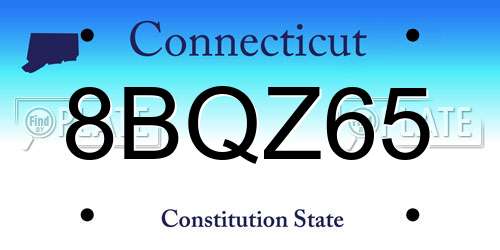 8BQZ65 Connecticut License Plate