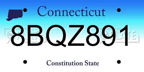 8BQZ891 Connecticut License Plate