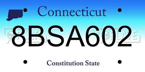 8BSA602 Connecticut License Plate