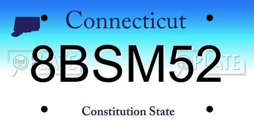8BSM52 Connecticut License Plate