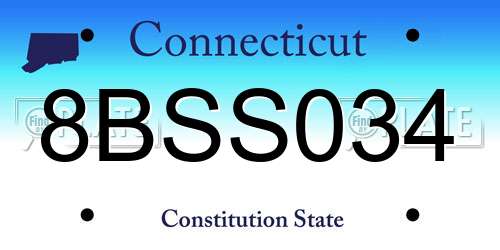 8BSS034 Connecticut License Plate