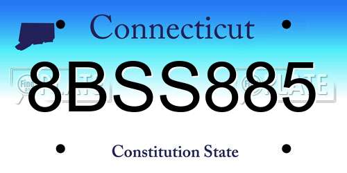 8BSS885 Connecticut License Plate