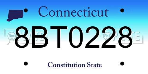 8BT0228 Connecticut License Plate