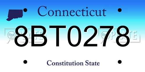 8BT0278 Connecticut License Plate