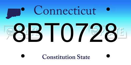8BT0728 Connecticut License Plate