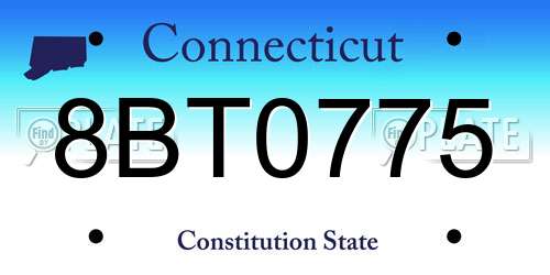 8BT0775 Connecticut License Plate