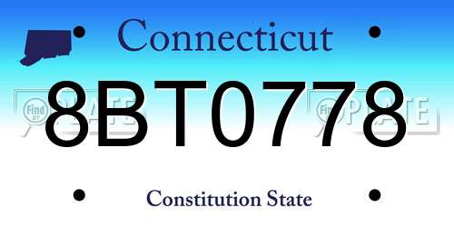 8BT0778 Connecticut License Plate