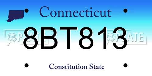 8BT813 Connecticut License Plate