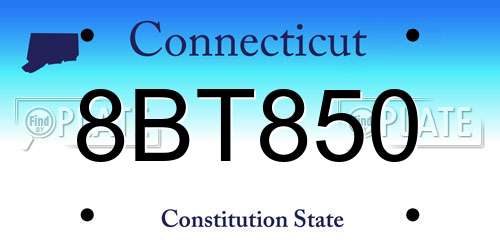 8BT850 Connecticut License Plate