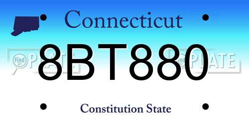 8BT880 Connecticut License Plate