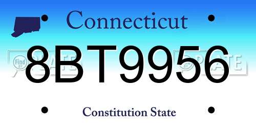 8BT9956 Connecticut License Plate