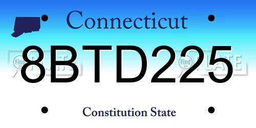 8BTD225 Connecticut License Plate