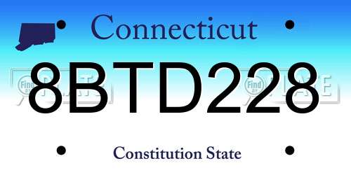 8BTD228 Connecticut License Plate