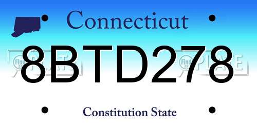 8BTD278 Connecticut License Plate