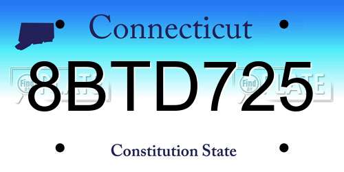 8BTD725 Connecticut License Plate