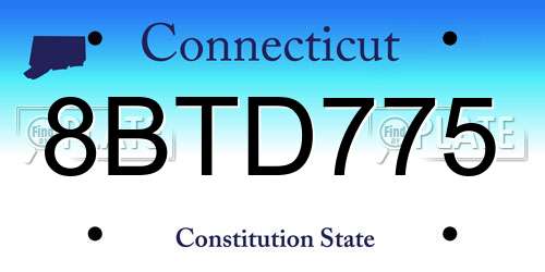8BTD775 Connecticut License Plate