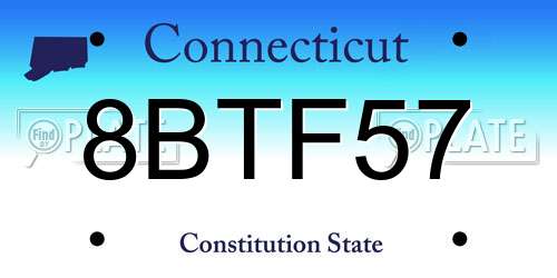 8BTF57 Connecticut License Plate