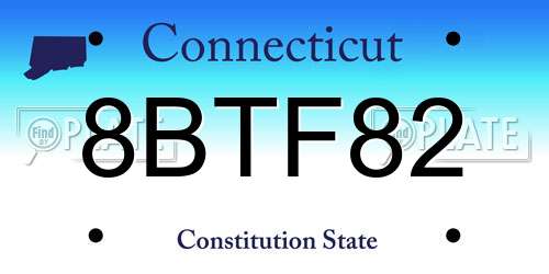 8BTF82 Connecticut License Plate