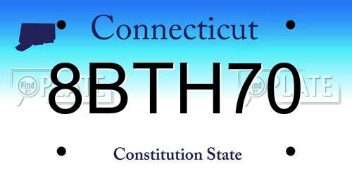 8BTH70 Connecticut License Plate