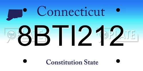 8BTI212 Connecticut License Plate