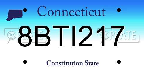 8BTI217 Connecticut License Plate