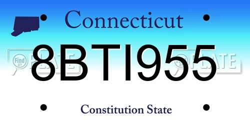8BTI955 Connecticut License Plate