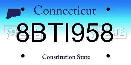 8BTI958 Connecticut License Plate