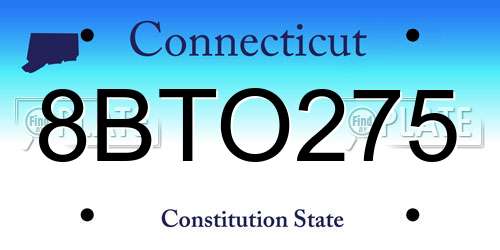 8BTO275 Connecticut License Plate