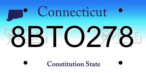 8BTO278 Connecticut License Plate