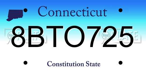 8BTO725 Connecticut License Plate