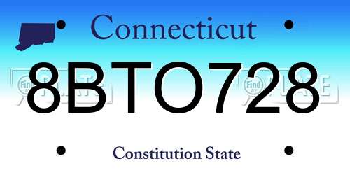 8BTO728 Connecticut License Plate