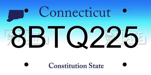 8BTQ225 Connecticut License Plate