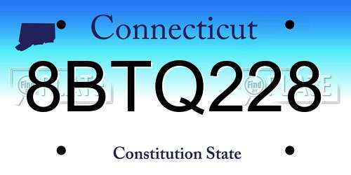 8BTQ228 Connecticut License Plate