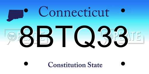 8BTQ33 Connecticut License Plate