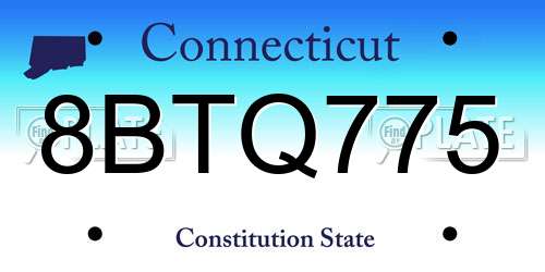 8BTQ775 Connecticut License Plate