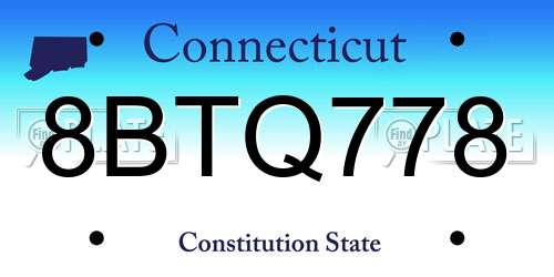 8BTQ778 Connecticut License Plate