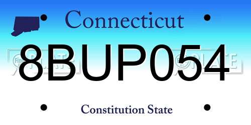 8BUP054 Connecticut License Plate