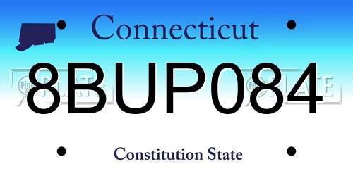 8BUP084 Connecticut License Plate