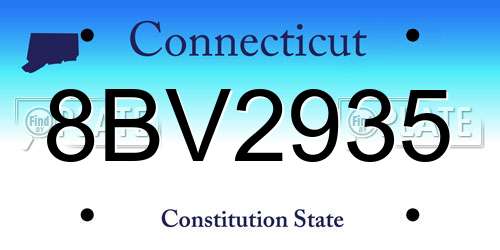 8BV2935 Connecticut License Plate