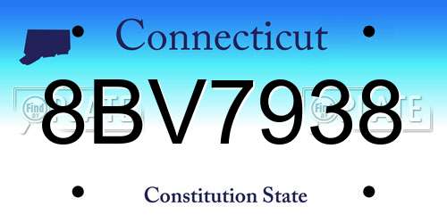 8BV7938 Connecticut License Plate