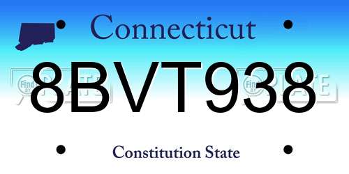 8BVT938 Connecticut License Plate
