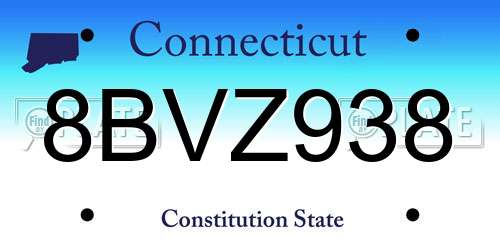 8BVZ938 Connecticut License Plate
