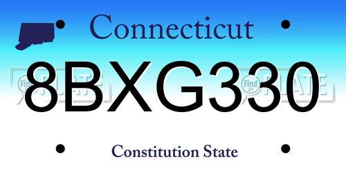 8BXG330 Connecticut License Plate