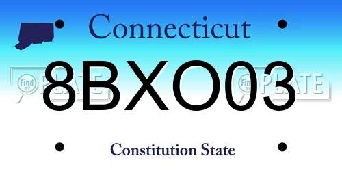 8BXO03 Connecticut License Plate
