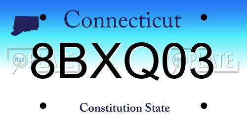 8BXQ03 Connecticut License Plate