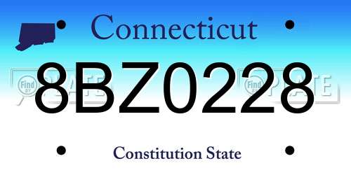 8BZ0228 Connecticut License Plate