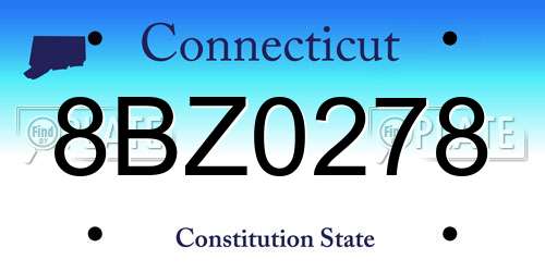 8BZ0278 Connecticut License Plate