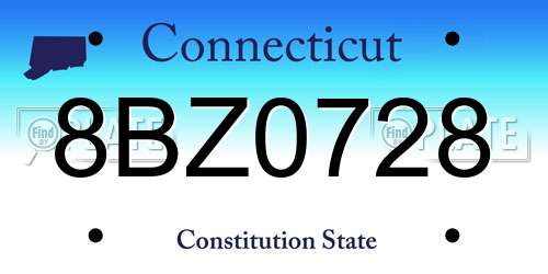 8BZ0728 Connecticut License Plate