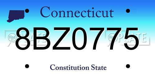 8BZ0775 Connecticut License Plate