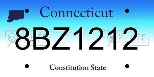 8BZ1212 Connecticut License Plate
